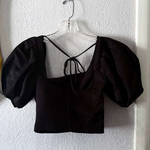 Self-Portrait Ottoman Square Neck Open Back Top Black Size 0 EUC - Picture 5 of 9